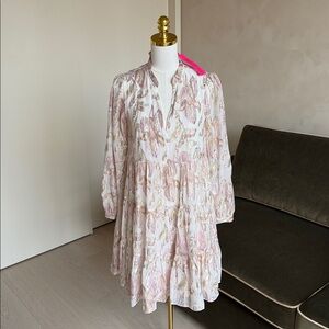 Lilly Pulitzer Sarita Silk Dress Size 6 NWT Rose Gold Multi Floral Metallic Clip